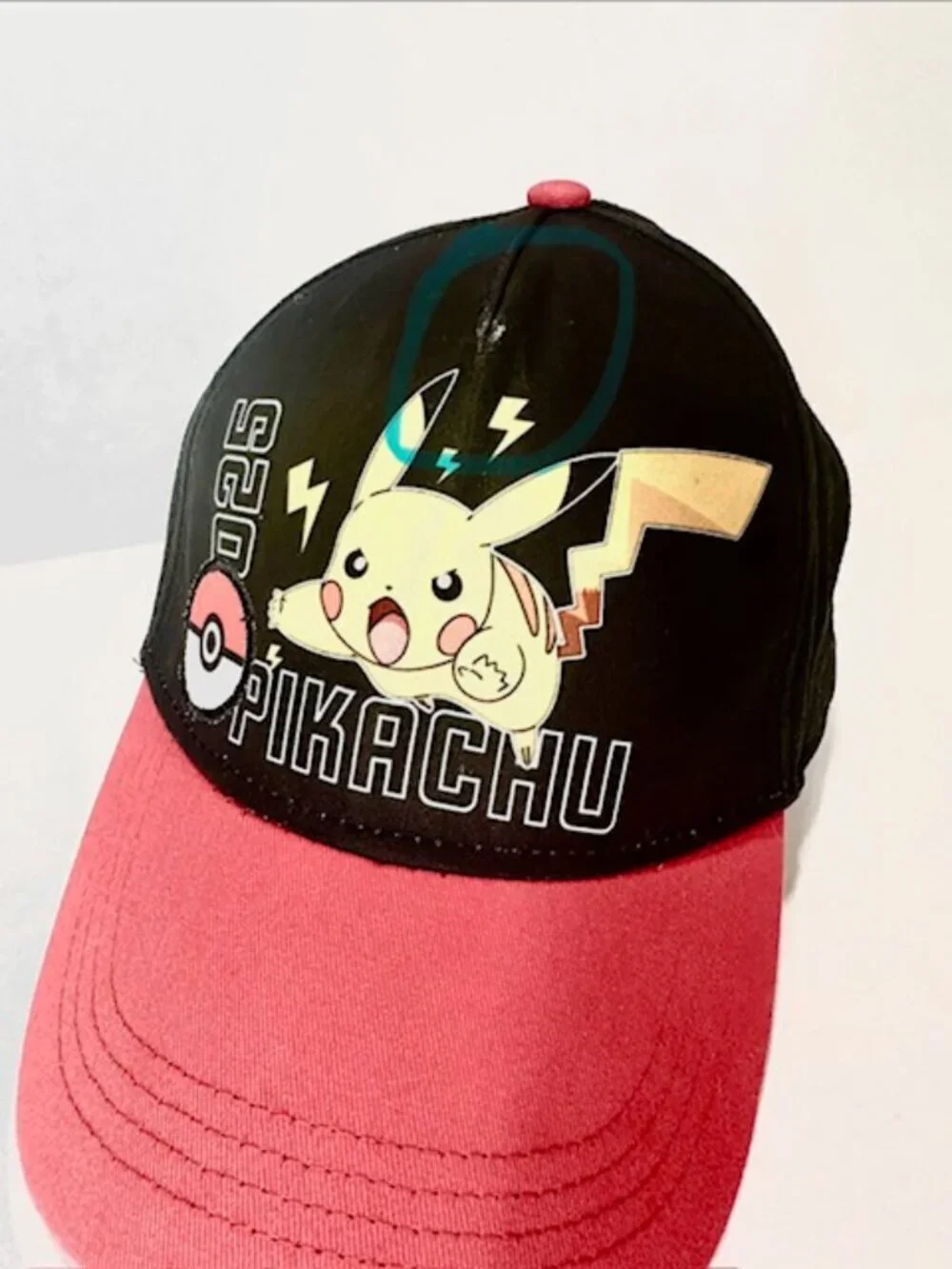 Pokemon Youth Pikachu Snapback Baseball Cap Hat Black & Red One Size Fits Most